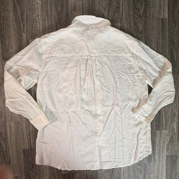 GAP Men’s Long-Sleeve White Linen Rayon Blend Button-Up Shirt NWT (L) - Picture 2 of 6